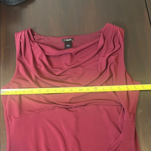 Ann Taylor Wine Red Ruched Stretch Sleeveless Sheath Midi Dress Women’s Size 12 - Picture 3 of 13